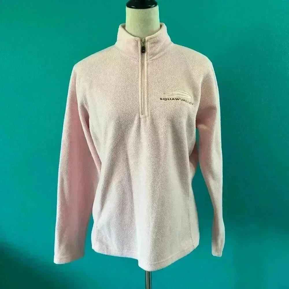 Squaw Valley Pink Quarter Zip Fleece Sweatshirt Athleisure Womens Size M